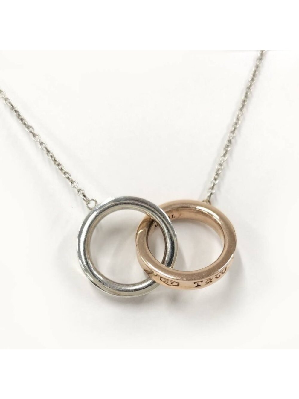 Tiffany & Co Interlocking Circle Necklace Silver Gold Rubedo